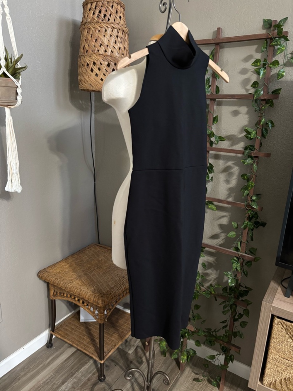 Commando Black Sleeveless Mock-Neck Midi Bodycon Dress - Picture 11 of 15